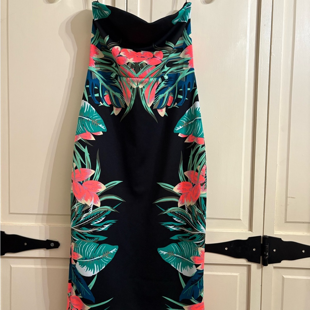 Express Strapless Black/White and Tropical Floral Design Dresses